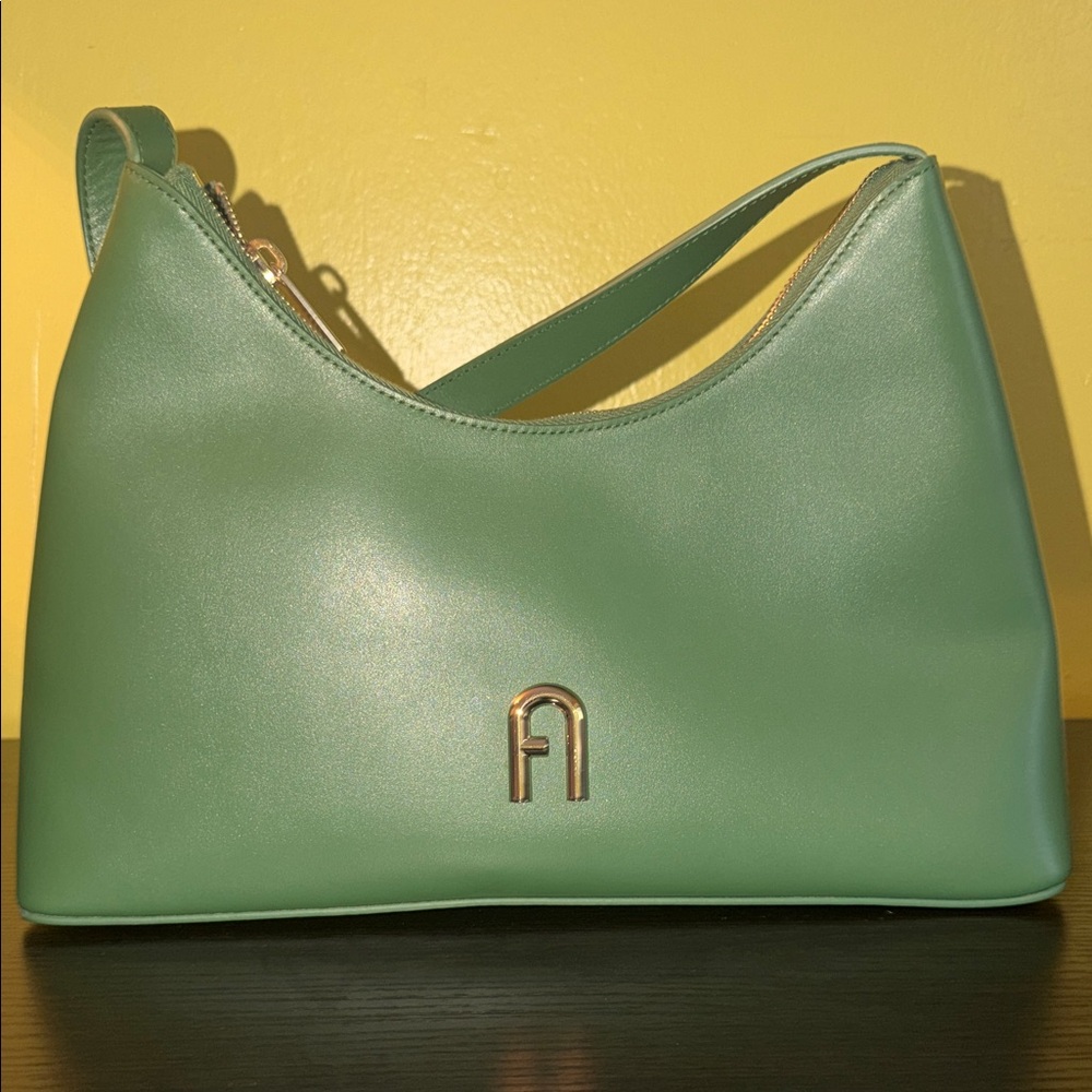 Furla Green Leather Shoulder Bag
